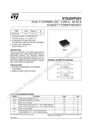 STS3DPF20V datasheet cover page