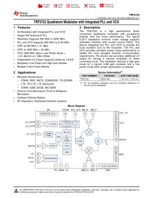 TRF3722 datasheet cover page