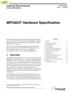MPC853TEC 数据手册首页