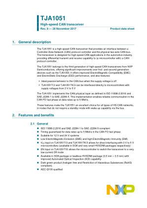 TJA1051 datasheet cover page