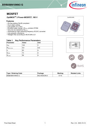 BSB056N10NN3-G datasheet cover page