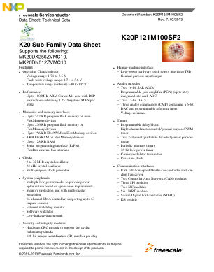 K20P121M100SF2 数据手册首页