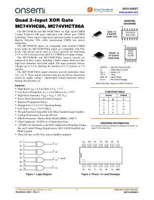 MC74VHC86 数据手册首页