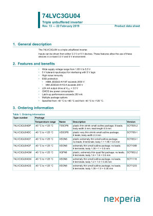 74LVC3GU04GM datasheet cover page