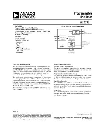 AD2S99 数据手册首页