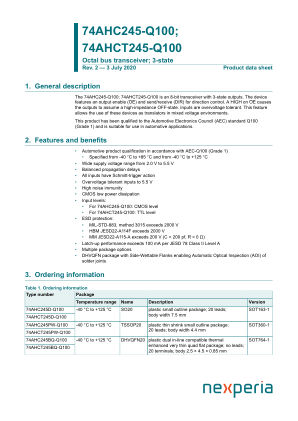 74AHCT245PW-Q100118 datasheet cover page