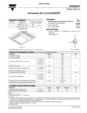 SIR890DP datasheet cover page