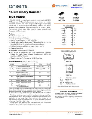 MC14020B datasheet cover page