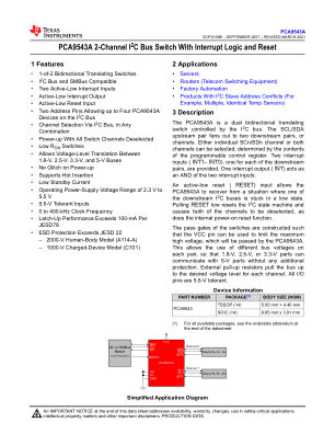 PCA9543A datasheet cover page