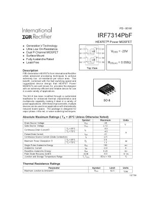 IRF7314 datasheet cover page