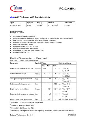 IPC302N25N3 datasheet cover page