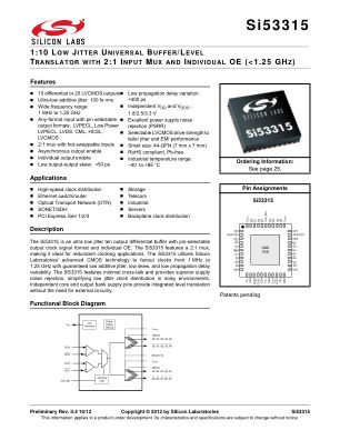 SI53315-B-GM datasheet cover page