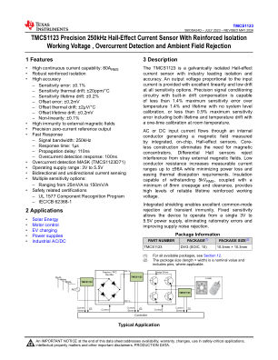 TMCS1123 datasheet cover page