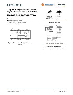 MC74AC10 数据手册首页