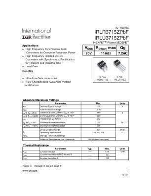 IRLR3715Z datasheet cover page