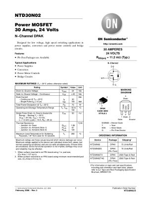 NTD30N02 datasheet cover page