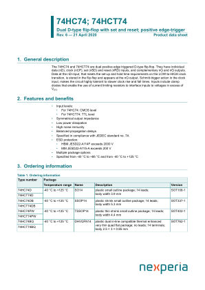 74HC74D datasheet cover page