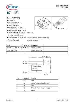 BTS244Z-E3043 数据手册首页