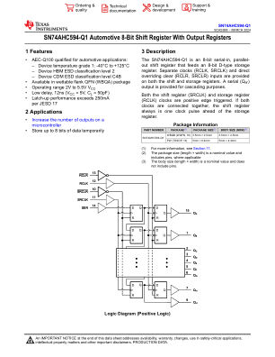 SN74AHC594-Q1 datasheet cover page