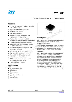 STE101P 数据手册首页