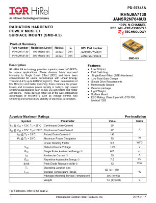 IRHNJ9A7130 datasheet cover page
