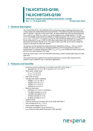 74LVCH8T245PW-Q10J datasheet cover page