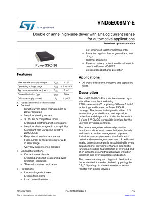 VND5E008MY-E 数据手册首页