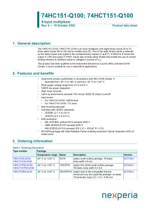 74HCT151PW-Q100118 datasheet cover page