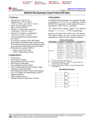 SN74LVC32A datasheet cover page