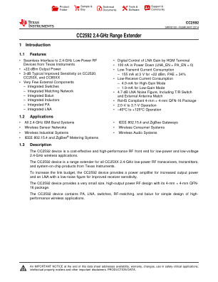 CC2592 datasheet cover page
