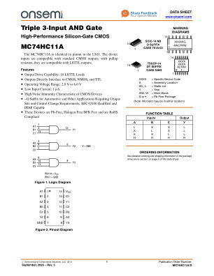 MC74HC11A 数据手册首页