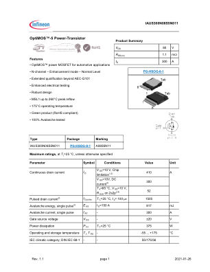 IAUS300N08S5N011 数据手册首页
