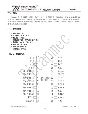 TM1638N-SOP28-TA1319B datasheet cover page