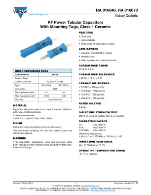 RA016040RA016070 datasheet cover page