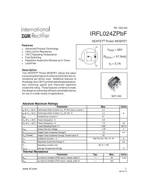 IRFL024Z datasheet cover page