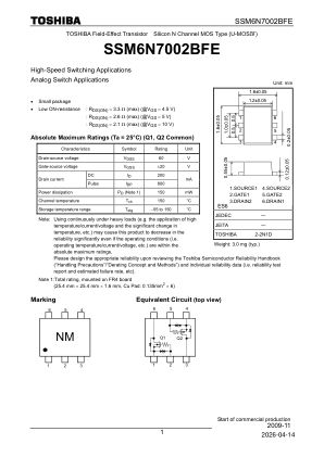 SSM6N7002BFE 数据手册首页