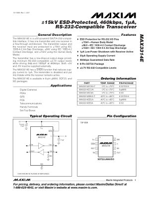 MAX3314E datasheet cover page