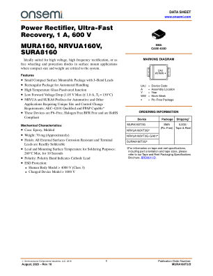 MURA160T3 datasheet cover page