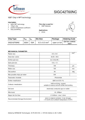 SIGC42T60NC-L7272M datasheet cover page