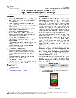 SN65DSI83 datasheet cover page