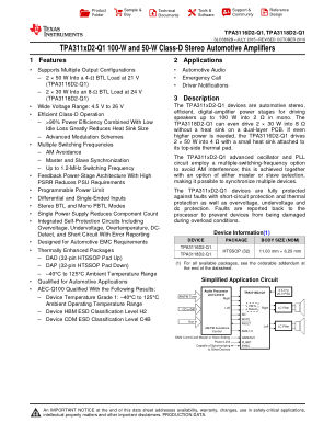TPA3118D2-Q1 datasheet cover page