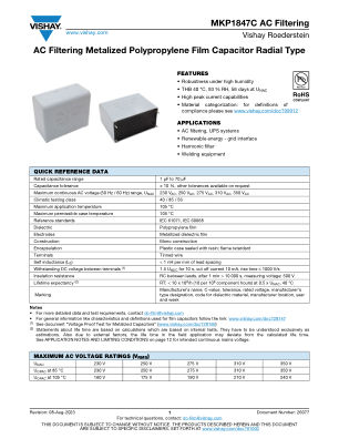 MKP1847CACFILTERING 数据手册首页