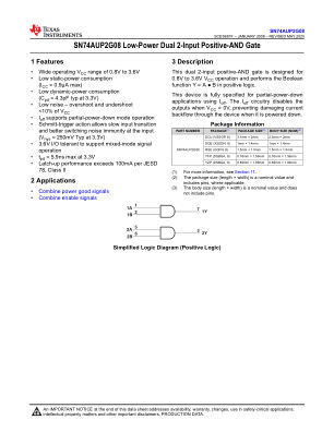 SN74AUP2G08 数据手册首页