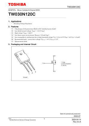 TW030N120C 数据手册首页