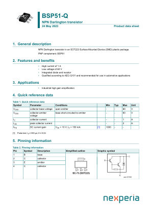 BSP51-QX datasheet cover page