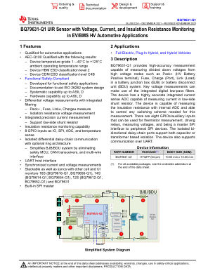 BQ79631-Q1 datasheet cover page