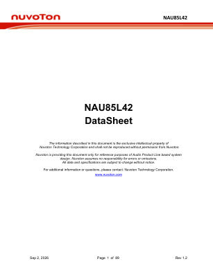 NAU85L42 数据手册首页