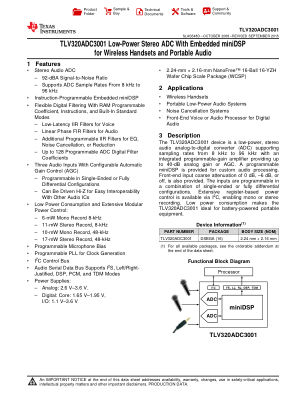 TLV320ADC3001 datasheet cover page