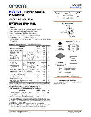 NVTFS014P04M8L 数据手册首页