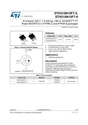 STH310N10F7-2 datasheet cover page